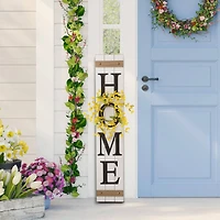 Glitzhome® 42" Wooden Home Porch Sign with Changeable Wreaths