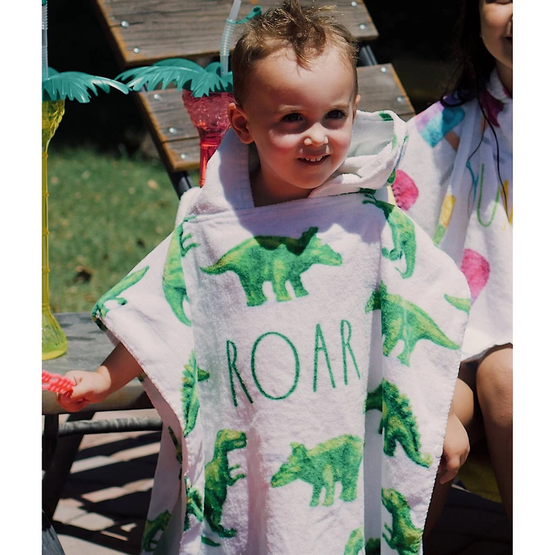 Rae Dunn Roar Dinosaur Kids Hooded Towel & Beach Ball Set