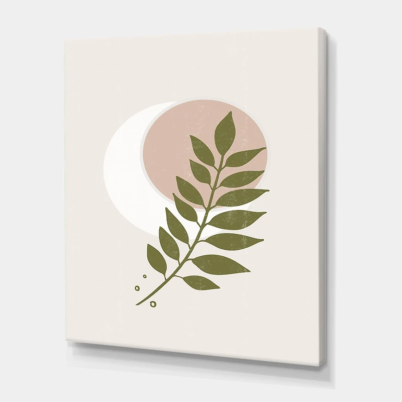 Designart - Abstract Geometrical Moon With Leaf IV