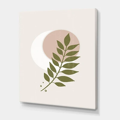 Designart - Abstract Geometrical Moon With Leaf IV