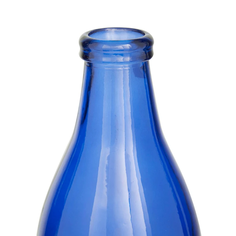 Blue Recycled Glass Handmade Spanish Vase with Ombre Effect 6" x 6" x 16"