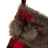 Glitzhome® 21" Black & Red Buffalo Plaid Pompom Stockings, 2ct.