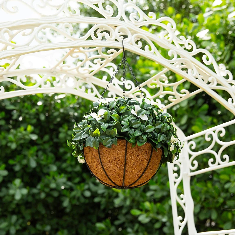 18in. UV Resistant Artificial Gardenia Hanging Basket (Indoor/Outdoor)