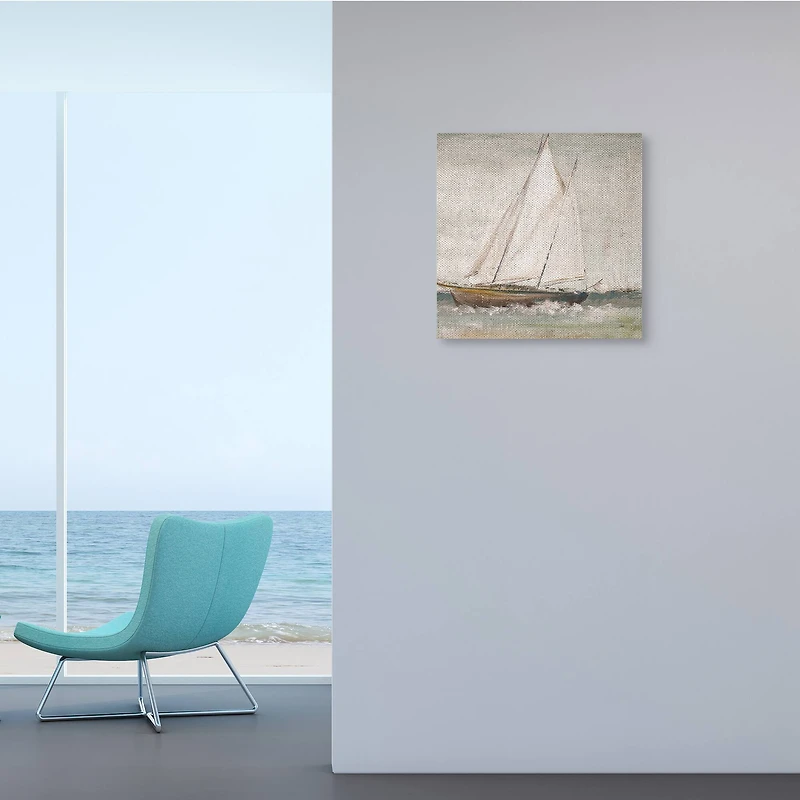 Stupell Industries Traditional Sailboat at Sea Contemporary Soft Waves Canvas Wall Art