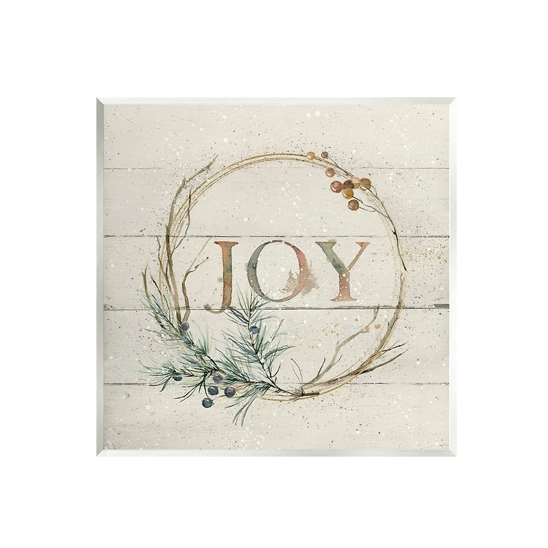 Stupell Industries Seasonal Winter Joy Wreath Wall Plaque Art