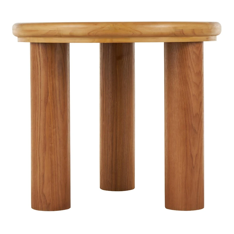 23.5" Brown Wood Handmade Round Living Room Coffee Table with Black Tabletop