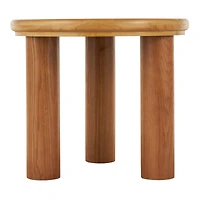 23.5" Brown Wood Handmade Round Living Room Coffee Table with Black Tabletop