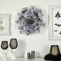 26" Halloween Spider Web Mesh Wreath