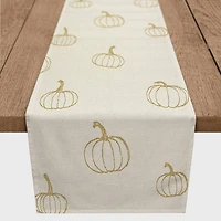 90'' Mustard Yellow Mini Pumpkin Pattern Cotton Twill Runner