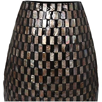 24" Black Mother of Pearl Handmade Geometric Mosaic Inspired Thin Vase