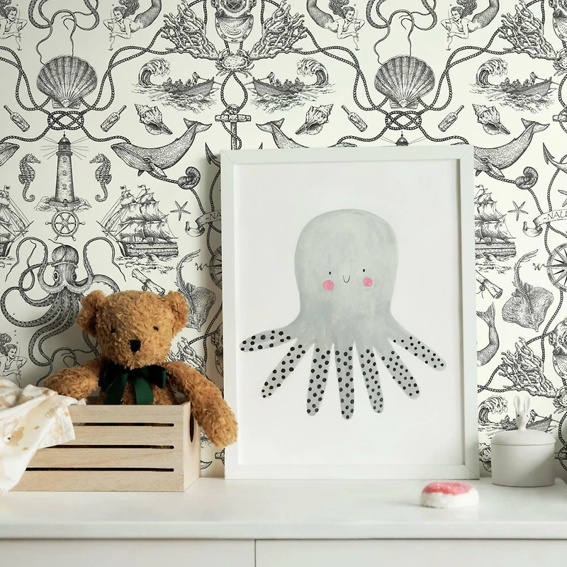 RoomMates Deep Sea Toile Peel & Stick Wallpaper