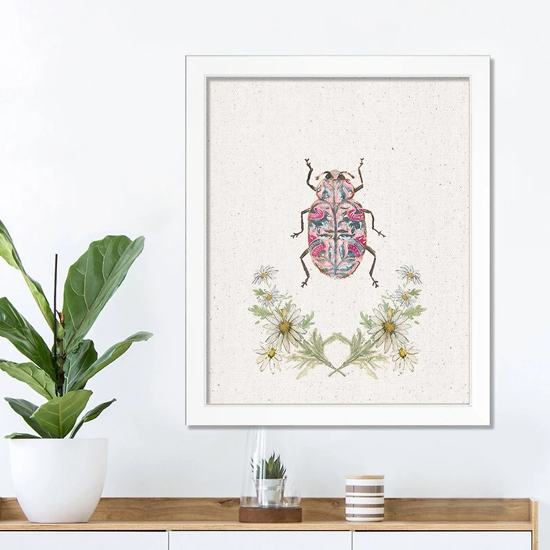 Floral Insect 16" x 20" White Framed Print Under Plexiglass