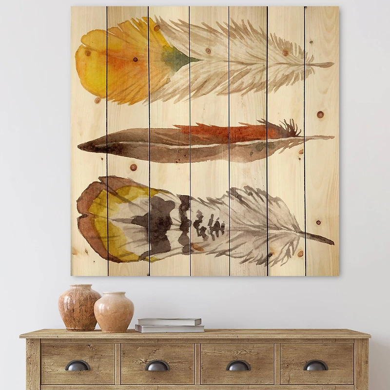 Designart - Ethnic Yellow Feather From Wing