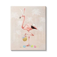Stupell Industries Easter Flamingo Pink Bird Egg Hunt Basket Canvas Wall Art