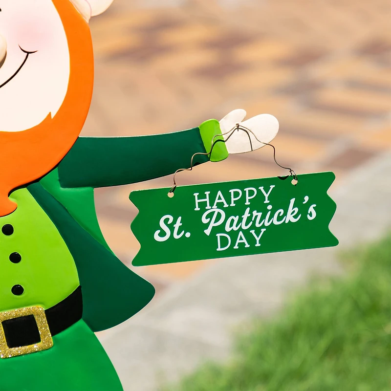 Glitzhome® 36" St.Patrick's Metal Leprechaun Yard Stake