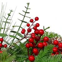 24" Christmas Artificial Holly Berry & Snowy Pinecone Wreath
