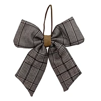 19" Black & White Plaid Two Loop Christmas Bow Decoration