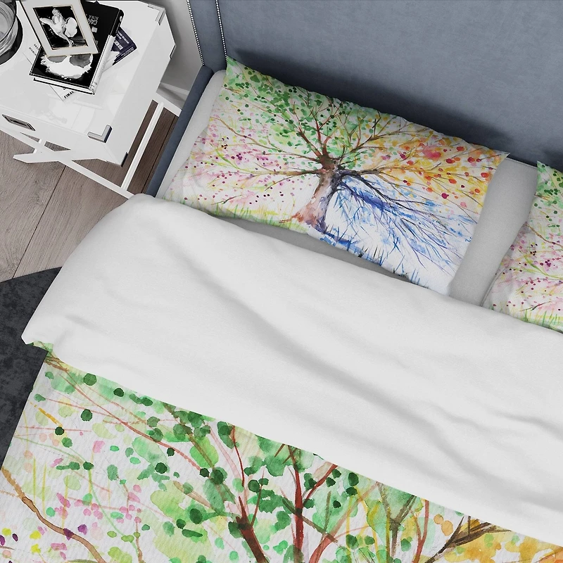 Designart 'Four Seasons Tree' Floral Bedding Set