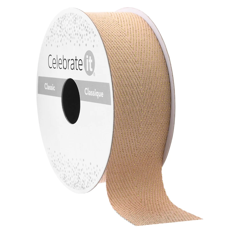 1" x 3yd. Gold Metallic Twill Ribbon by Celebrate It® Classic