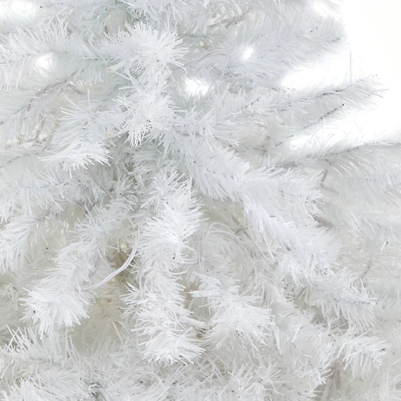 4.5ft. Pre-Lit White Artificial Christmas Tree in Red Planter, Clear LED Lights