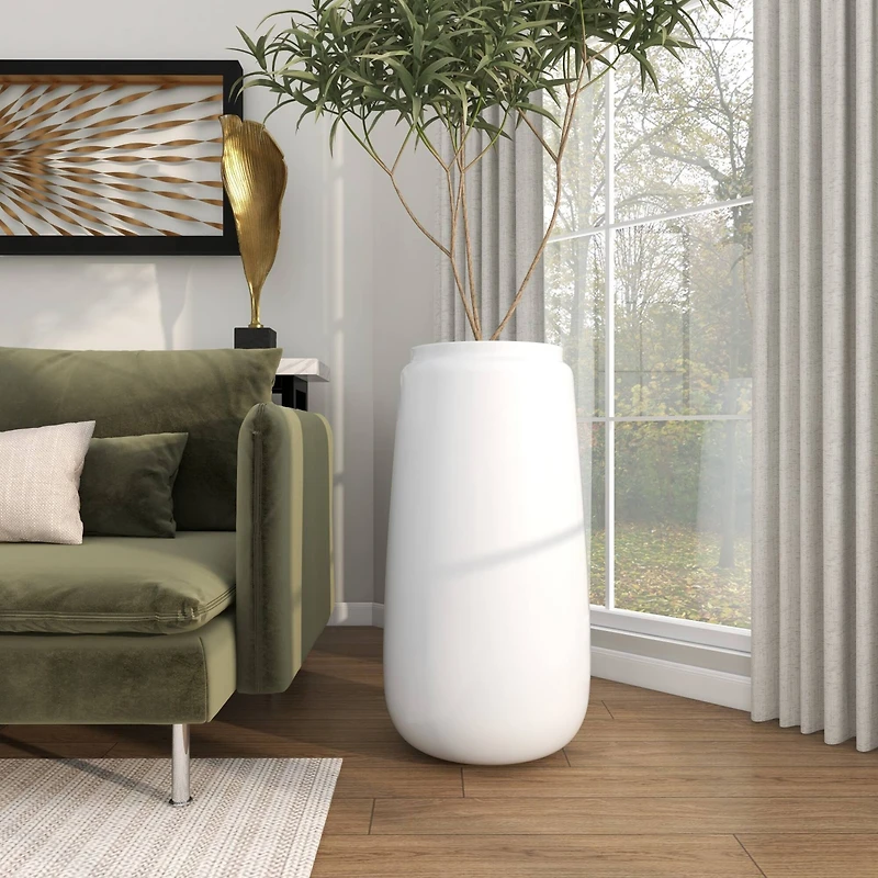 30" Tall White Floor Vase