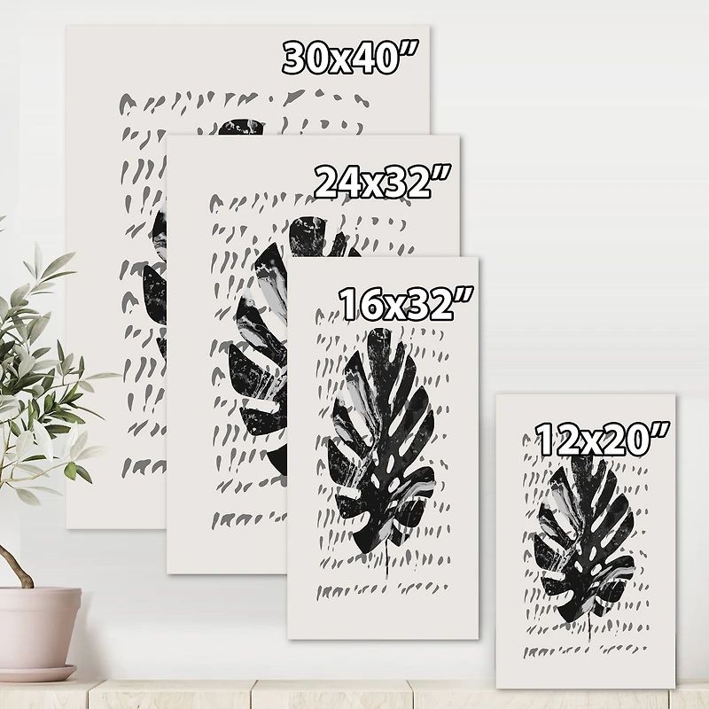 Designart - Minimal Tropical Palm Leaf On Grunge Texture