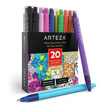 Arteza® Medium & Fine Point Retractable Gel Pen Set