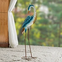Glitzhome® 38.5" Metal Standing Crane Garden Statue with Stakes