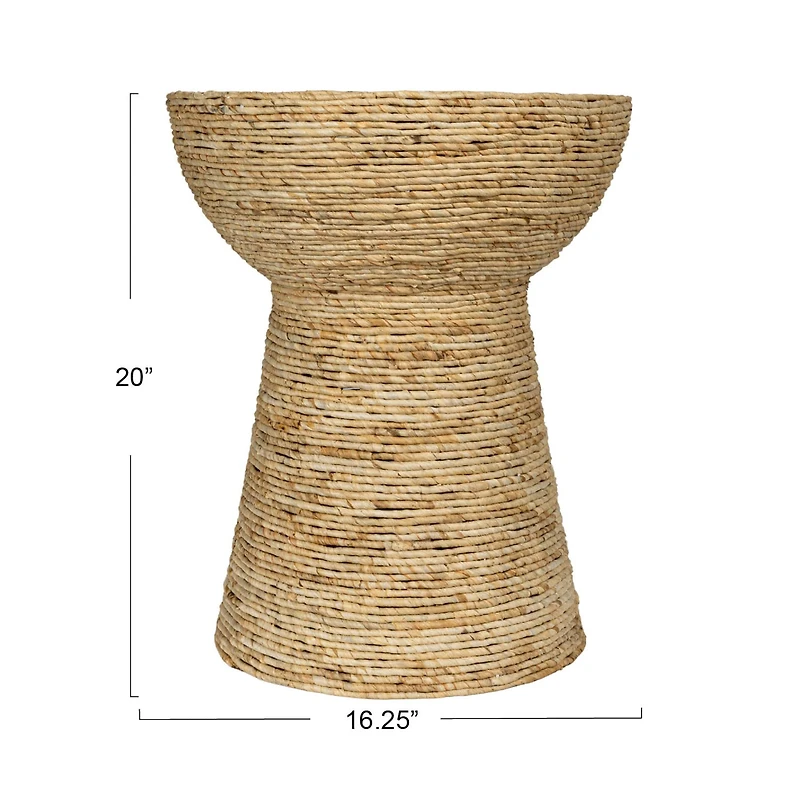 Hello Honey® 20" Natural Coiled Corn Rope Round Accent Table
