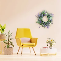 24" Purple & White Spring Lavender & Eucalyptus Floral Wreath