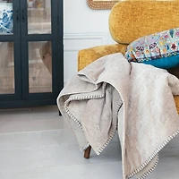 Hello Honey® Taupe Cotton Velvet Quilted Throw