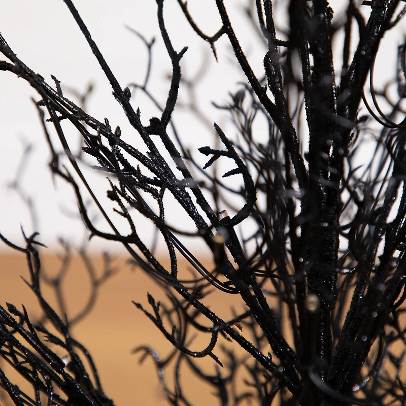 3ft. Pre-Lit Halloween Black Twig Artificial Fall Tree in Burlap Planter