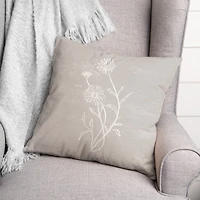 Simple White Floral II Indoor/Outdoor Pillow