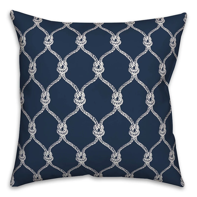 Navy Blue Nautical Knots Throw Pillow