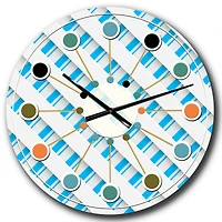Designart 3D White & Blue Pattern VI Mid-Century Modern Wall Clock