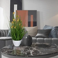 Artificial Potted Yellow Cosmos & Green Grass