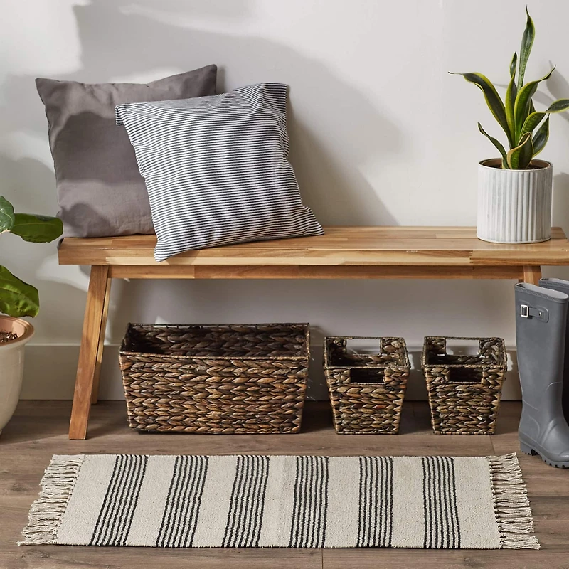 DII® Black Ticking Stripe Hand-Loomed Rug, 2ft. x 3ft.