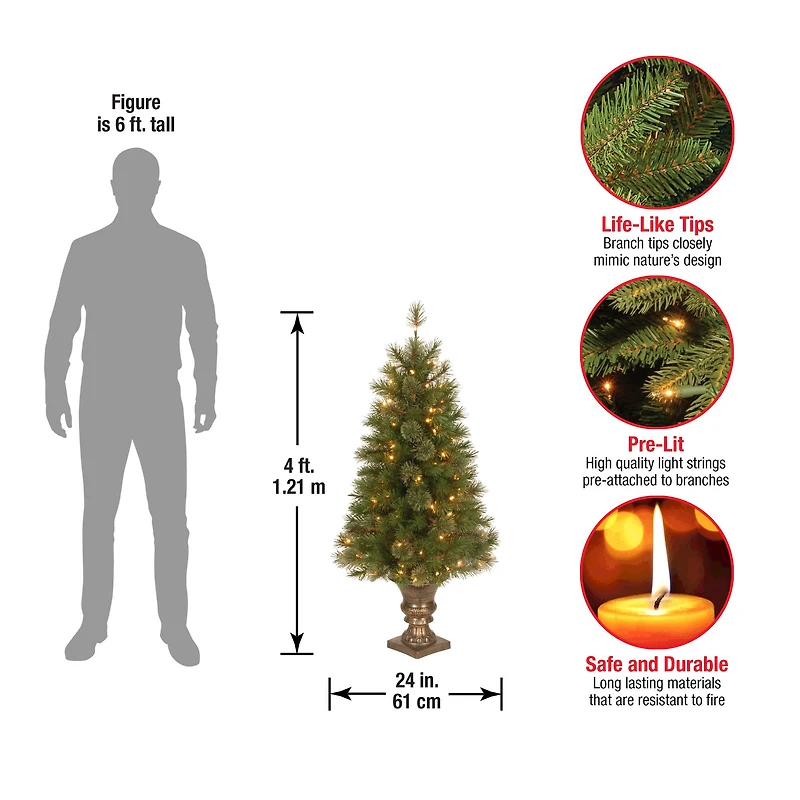 4ft. Prelit Atlanta Spruce Artificial Christmas Tree, Clear Lights
