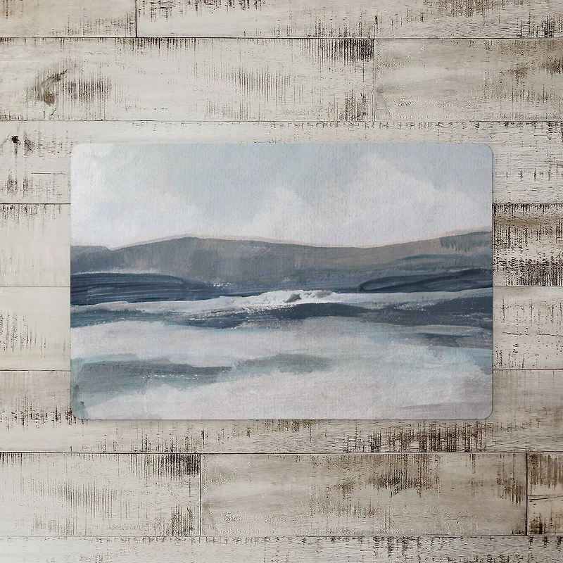 18" x 27" Abstracted Blue Mountainscape Floor Mat