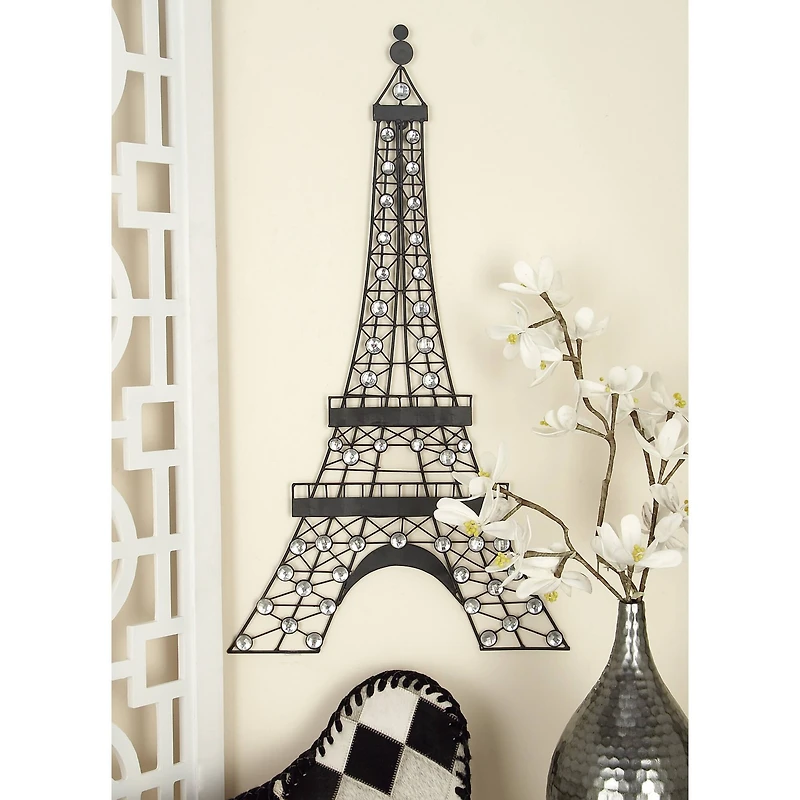 32" Black Metal Eiffel Tower Glam Wall Décor