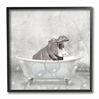 Stupell Industries Baby Hippo Bath Time Cute Animal Framed Wall Art