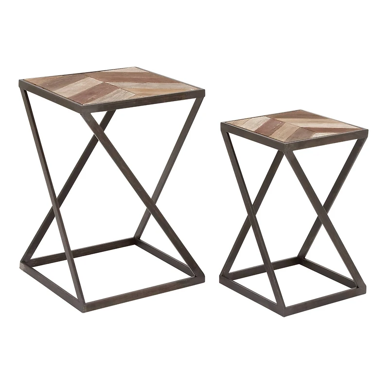 Brown Wood Modern Accent Table Set
