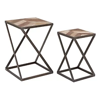 Brown Wood Modern Accent Table Set