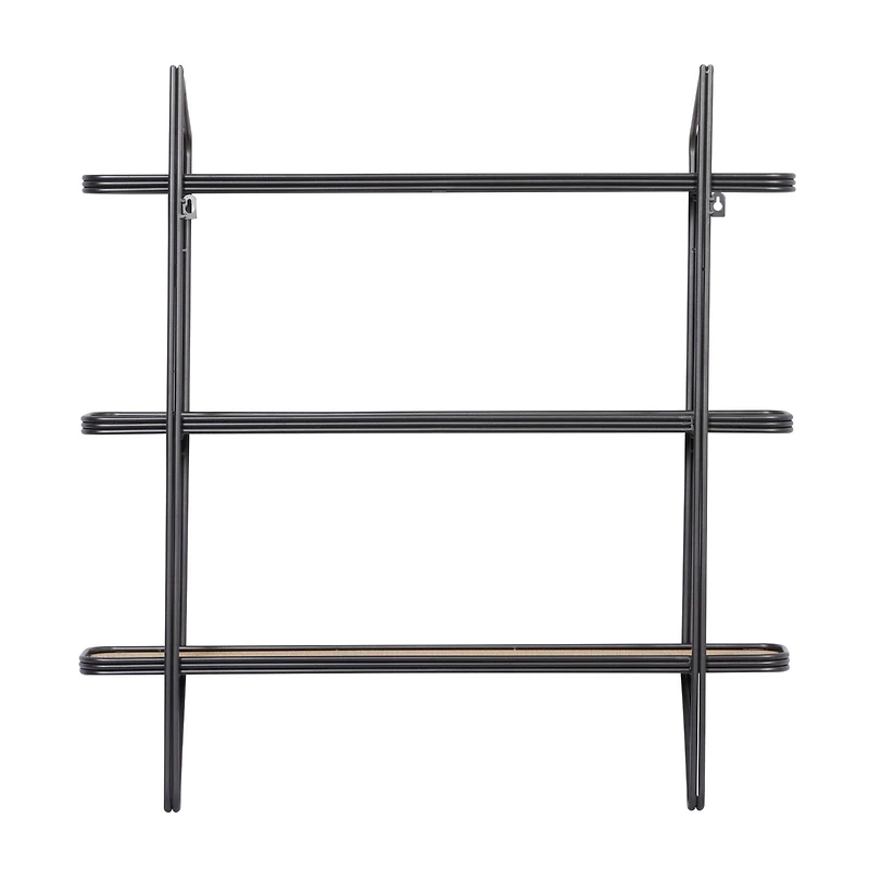 Gray Metal and Wood Industrial Wall Shelves, 34" x 32" x 6"