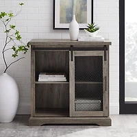 Edison Walker 32" Grey Wash Sliding Mesh Metal Door Accent Cabinet