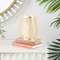 Gold Iron Glam Lantern, 9" x 7" x 7"