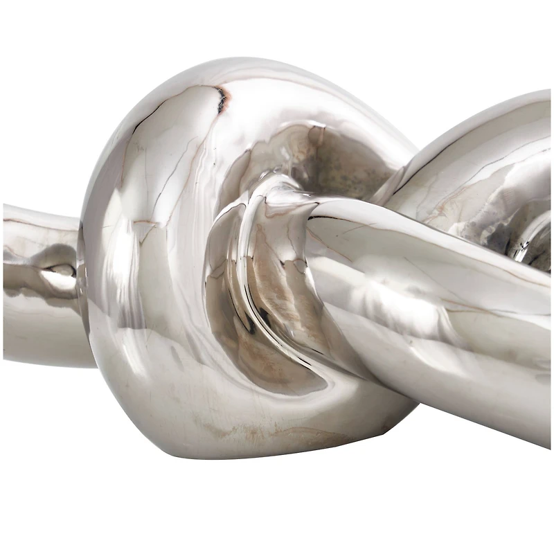 12" Silver Ceramic Knot Abstract Sculpture