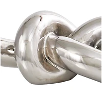 12" Silver Ceramic Knot Abstract Sculpture