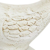 Set of 2 White Ceramic Coastal Bird Sculpture, 16.75", 18.25"