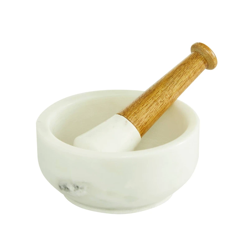 The Novogratz White Marble Natural Mortar & Pestle Set